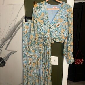 Floral Wrap Dress with Long Sleeves
